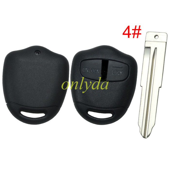 free shipping and no tax from HK warehouse 10pcs/lot For Mitsubish 2 button remote key blank， without badge  ,pls choose blade