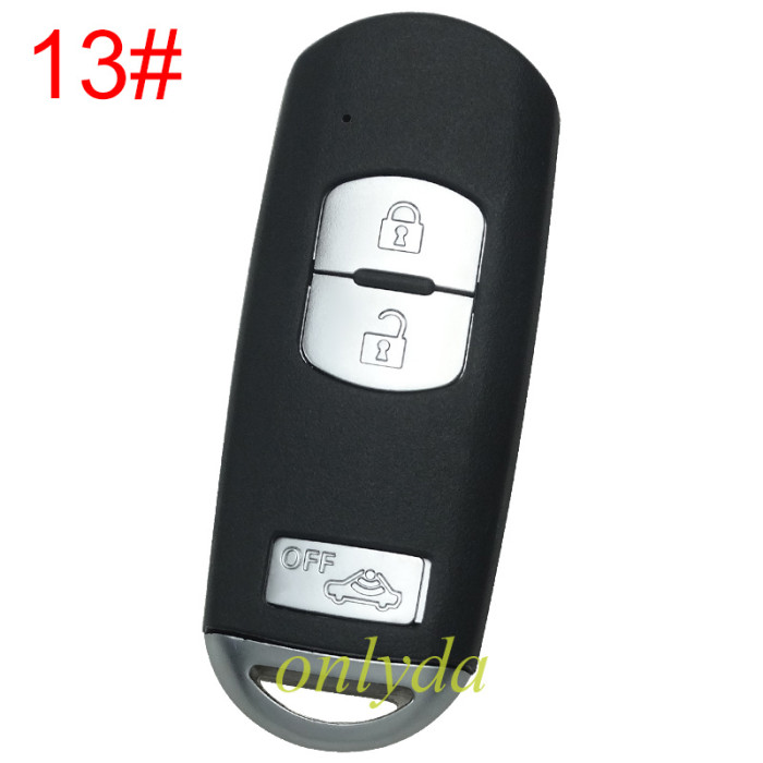 free shipping and no tax from HK warehouse 10pcs/lot For Mazda  remote key blank with blade ( 3parts) without badge, pls choose the button