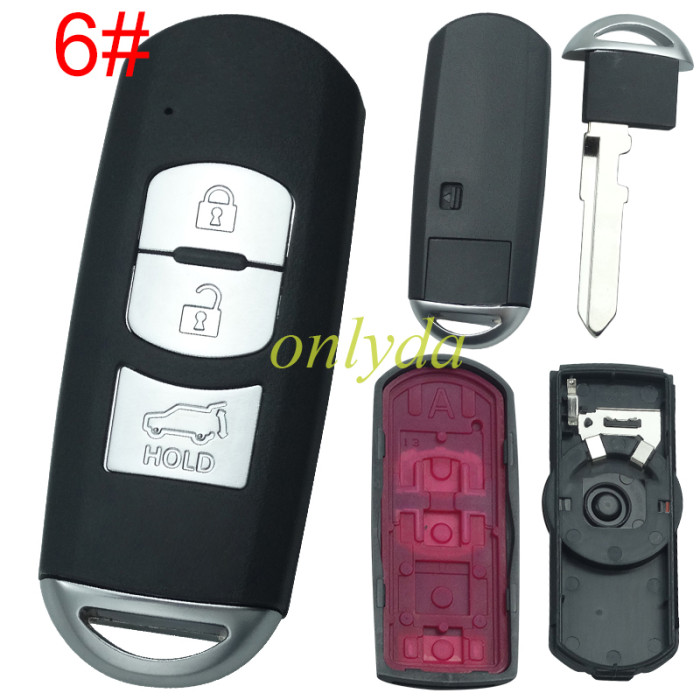 free shipping and no tax from HK warehouse 10pcs/lot For Mazda  remote key blank with blade ( 3parts) without badge, pls choose the button