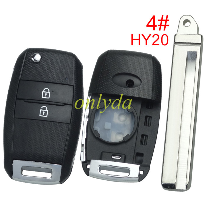 free shipping and no tax from HK warehouse 10pcs/lot for KIA 2 button flip remote key blank please choose which key blade in your need
