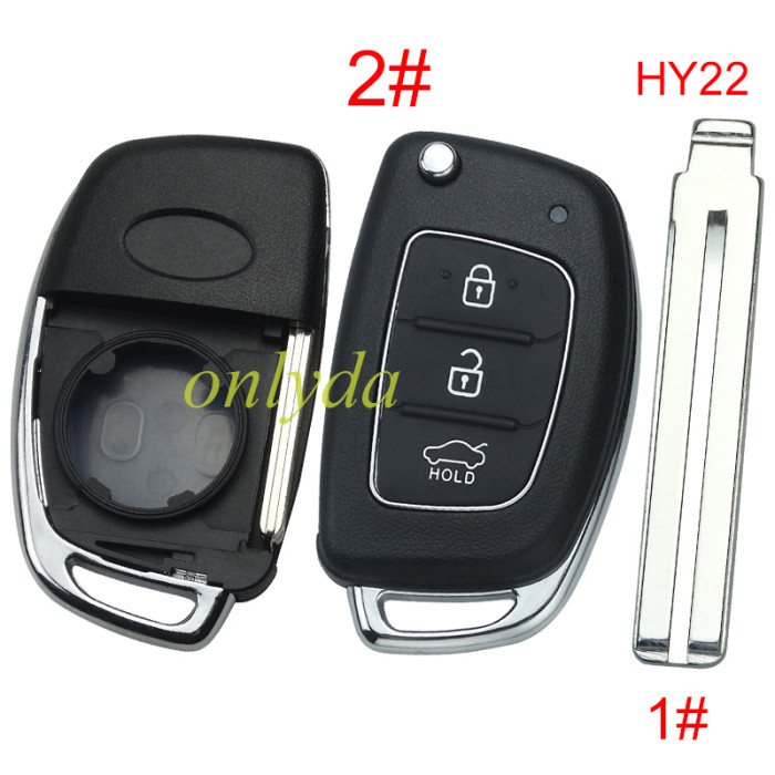 free shipping and no tax from HK warehouse 10pcs/lot  For Hyundai  remote key blank with badge ，Side With screws ，with HY22 blade,please choose the button