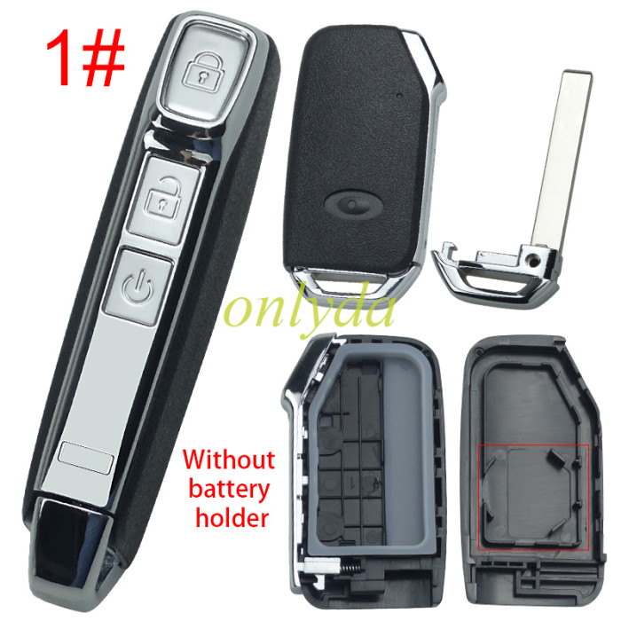 free shipping and no tax from HK warehouse 10pcs/lot  For Kia 3 button remote  key blank  without battery holder, buttons on the side
