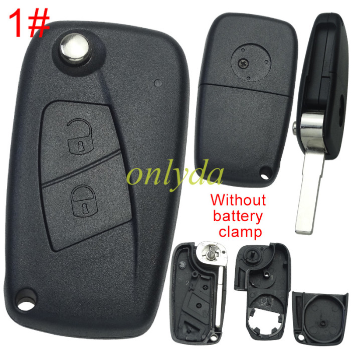 free shipping and no tax from HK warehouse 10pcs/lot  For Fiat  remote key blank without battery clamp with badge , pls choose model .