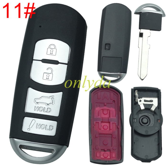 free shipping and no tax from HK warehouse 10pcs/lot For Mazda  remote key blank with blade ( 3parts) without badge, pls choose the button