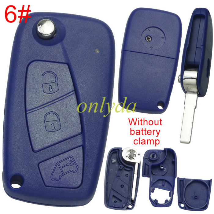 free shipping and no tax from HK warehouse 10pcs/lot  For Fiat  remote key blank without battery clamp with badge , pls choose model .