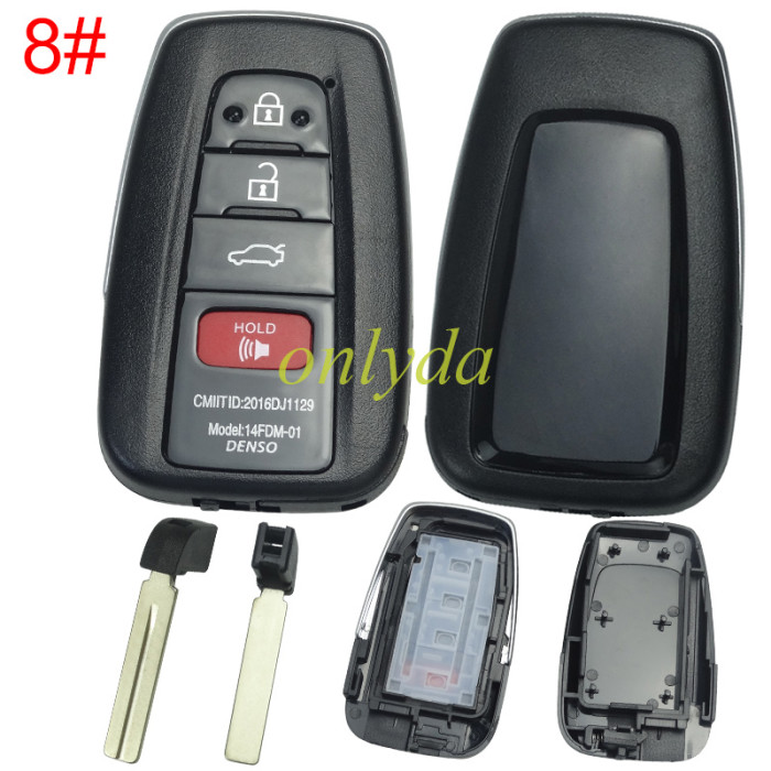 free shipping and no tax from HK warehouse 10pcs/lot For Toyota Modified remote key blank with blade,Back cover without badge,Compatible with both aftermarket sub-machines and original car keys. , pls choose button model