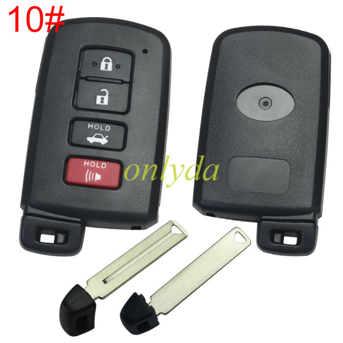 free shipping and no tax from HK warehouse 10pcs/lot For Toyota  remote key shell with blade with badge  ,the button is square, pls choose button model