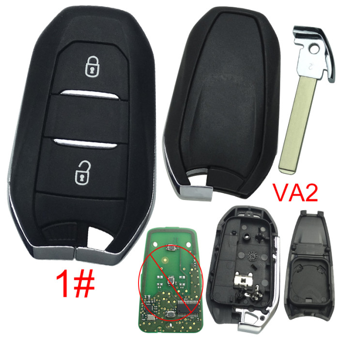 free shipping and no tax from HK warehouse 10pcs/lot For Peugeot remote key shell without badge, blade VA2. Pls choose the button type