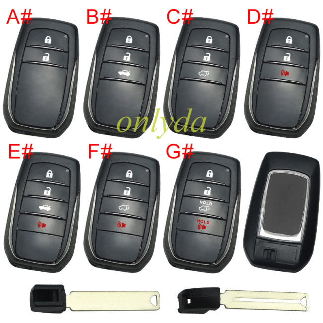 free shipping and no tax from HK warehouse 10pcs/lot For Toyota remote key shell without badge with the back is without badge cover , pls choose button
