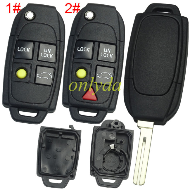 free shipping and no tax from HK warehouse 10pcs/lot For Volvo remote key shellwith key head without badge , pls choose button model