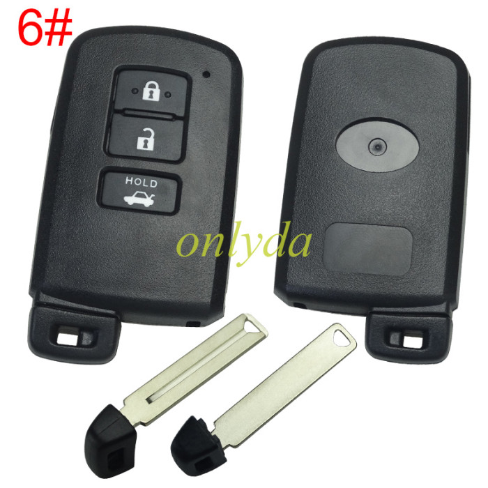free shipping and no tax from HK warehouse 10pcs/lot For Toyota  remote key shell with blade with badge  ,the button is square, pls choose button model