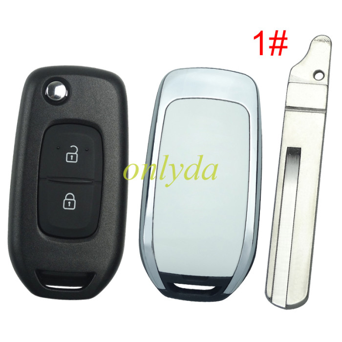 free shipping and no tax from HK warehouse 10pcs/lot For Renault 2 button flip remote key blank, please choose the blade , without badge
