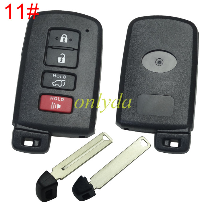 free shipping and no tax from HK warehouse 10pcs/lot For Toyota  remote key shell with blade with badge  ,the button is square, pls choose button model