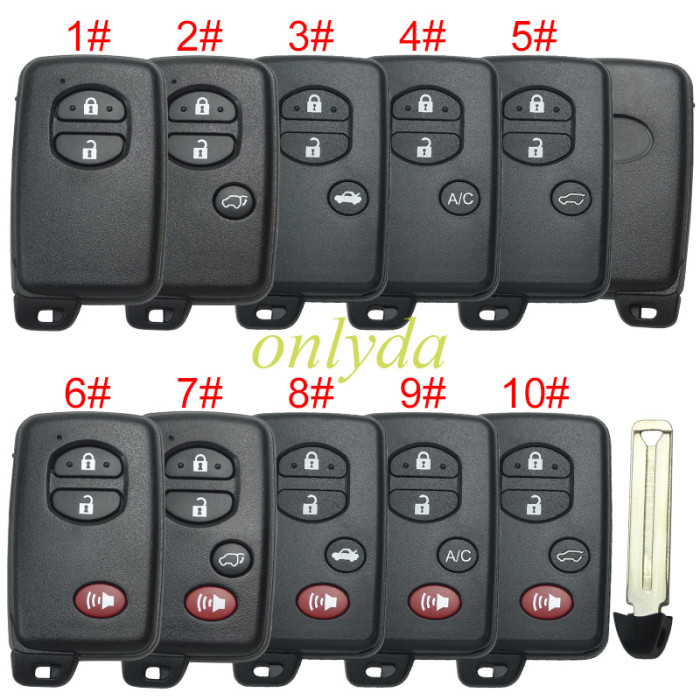 free shipping and no tax from HK warehouse 10pcs/lot For Toyota  remote key shell (round button), wiht badge ,pls choose button