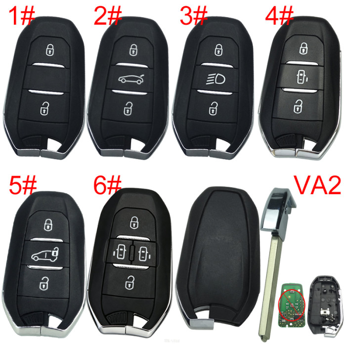 free shipping and no tax from HK warehouse 10pcs/lot For Peugeot remote key shell without badge, blade VA2. Pls choose the button type