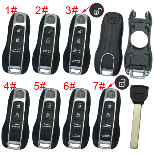 free shipping and no tax from HK warehouse 10pcs/lot For Porsche remote key blank with badge , pls choose button model