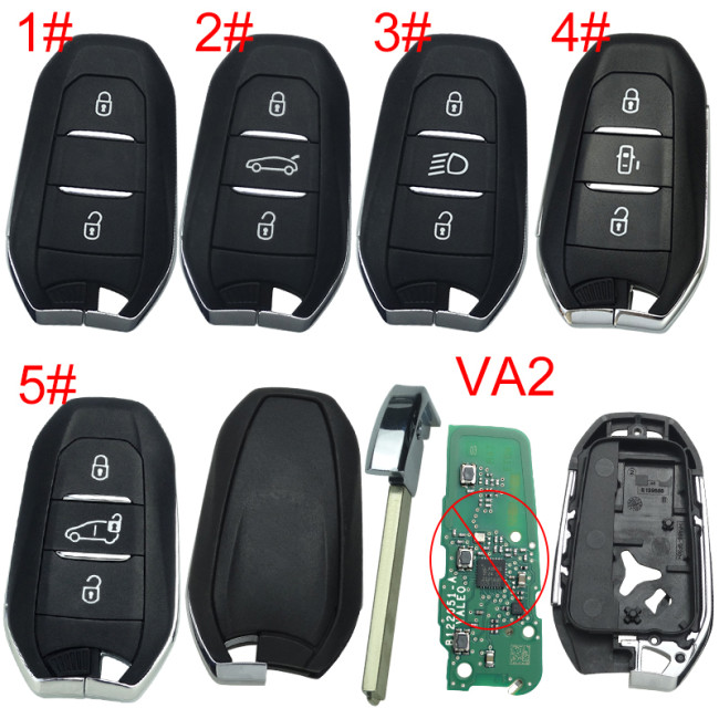 free shipping and no tax from HK warehouse 10pcs/lot For Peugeot remote key shell without badge, blade VA2. Pls choose the button type