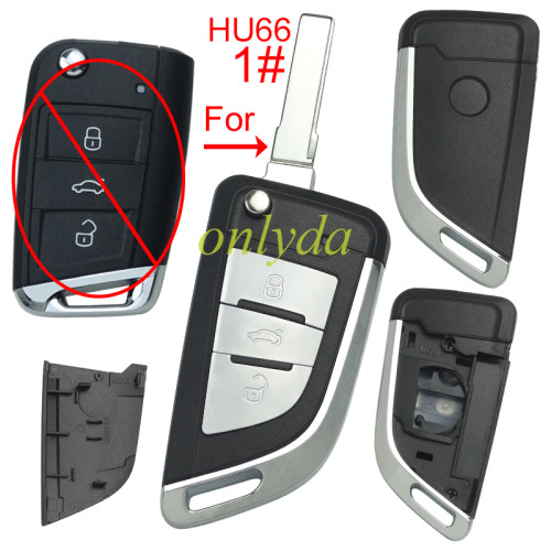 free shipping and no tax from HK warehouse 10pcs/lot For VW MQB upgrade remote key blank 3 button , pls choose blade