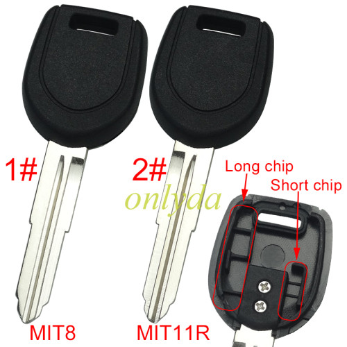 free shipping and no tax from HK warehouse 10pcs/lot For Mitsubish transponder key blank with 1#MIT8/2#MITIIR  blade without badge , pls choose blade