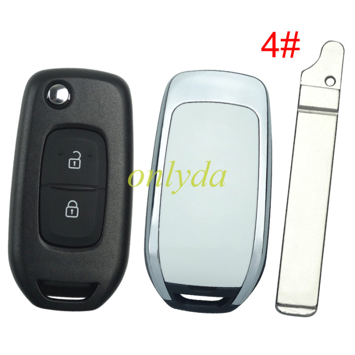 free shipping and no tax from HK warehouse 10pcs/lot For Renault 2 button flip remote key blank, please choose the blade , without badge