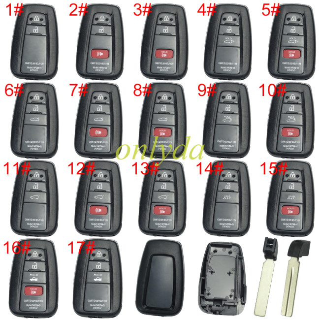 free shipping and no tax from HK warehouse 10pcs/lot For Toyota Modified remote key blank with blade,Back cover without badge,Compatible with both aftermarket sub-machines and original car keys. , pls choose button model