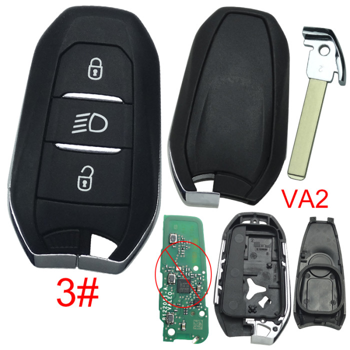 free shipping and no tax from HK warehouse 10pcs/lot For Peugeot remote key shell without badge, blade VA2. Pls choose the button type