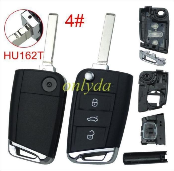 free shipping and no tax from HK warehouse 10pcs/lot For VW Golf7 3 button remote key shell with HU66/HU162T blade, the pin hole is same as original shell  .pls choose button model
