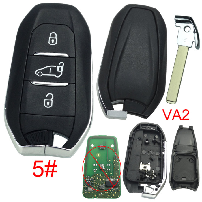 free shipping and no tax from HK warehouse 10pcs/lot For Peugeot remote key shell without badge, blade VA2. Pls choose the button type