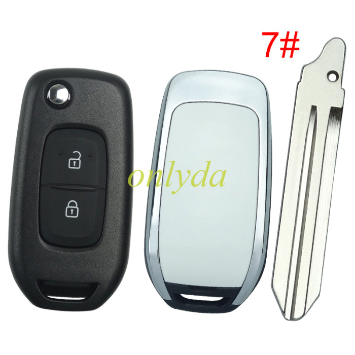 free shipping and no tax from HK warehouse 10pcs/lot For Renault 2 button flip remote key blank, please choose the blade , without badge