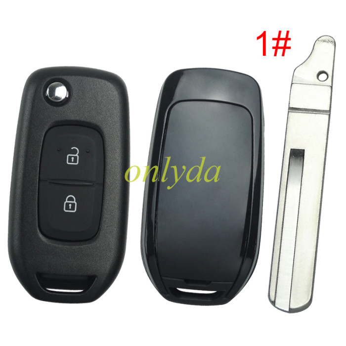 free shipping and no tax from HK warehouse 10pcs/lot For Renault 2 button flip remote key blank, please choose the blade , without badge