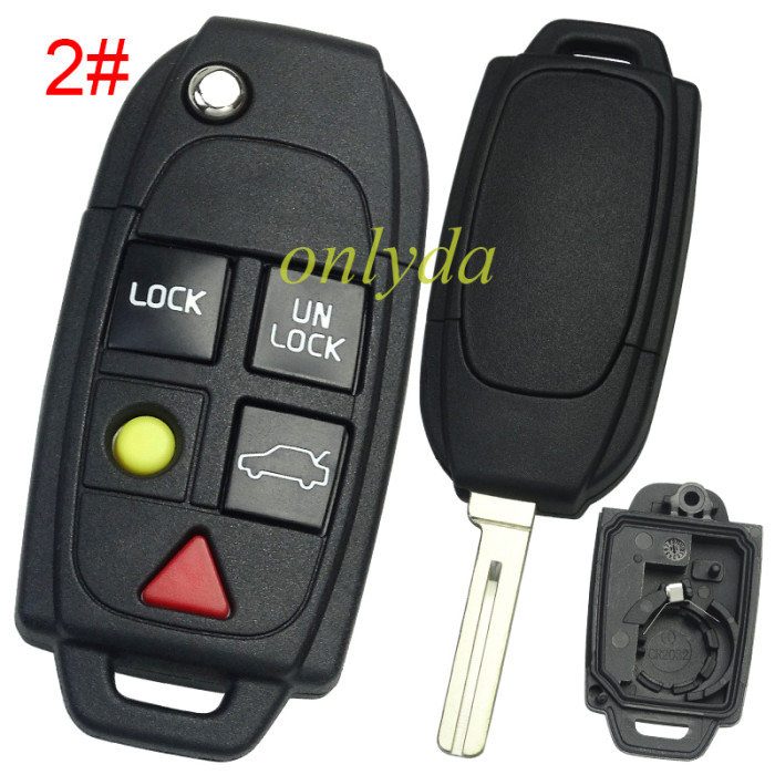 free shipping and no tax from HK warehouse 10pcs/lot For Volvo remote  key shellwith key head without badge , pls choose button model