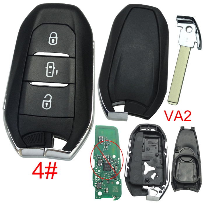 free shipping and no tax from HK warehouse 10pcs/lot For Peugeot remote key shell without badge, blade VA2. Pls choose the button type
