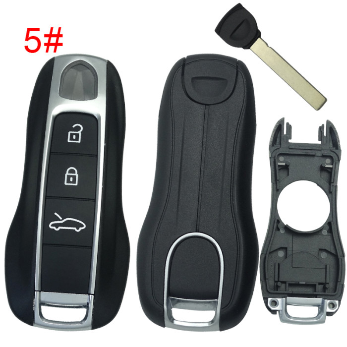 free shipping and no tax from HK warehouse 10pcs/lot For Porsche remote key blank with badge , pls choose button model