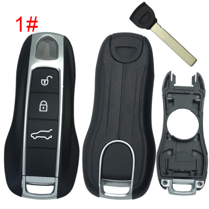 free shipping and no tax from HK warehouse 10pcs/lot For Porsche remote key blank with badge , pls choose button model
