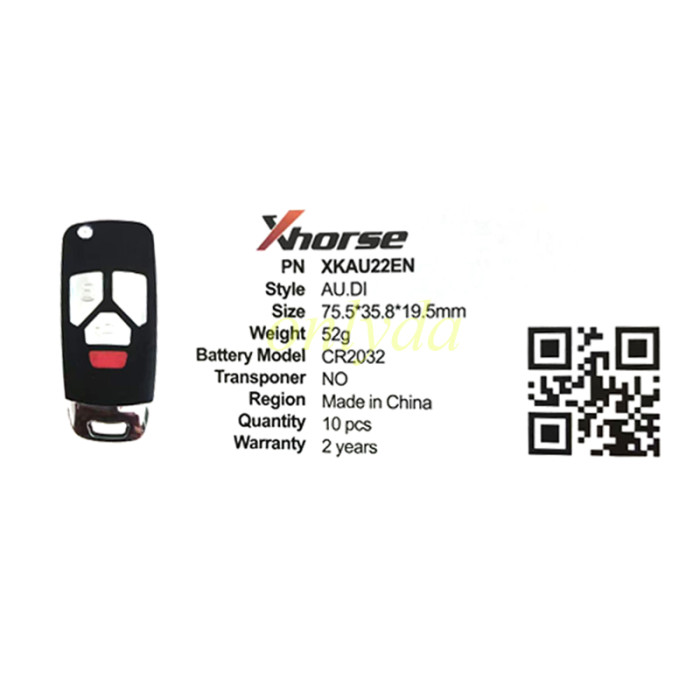 Xhorse Universal Wire Remote Flip Key 2nd Generation Audi Style XKAU22EN (New Version of XKAU02EN)