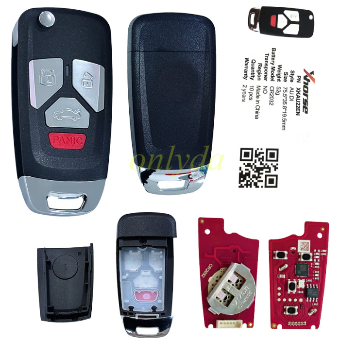 Xhorse Universal Wire Remote Flip Key 2nd Generation Audi Style XKAU22EN (New Version of XKAU02EN)