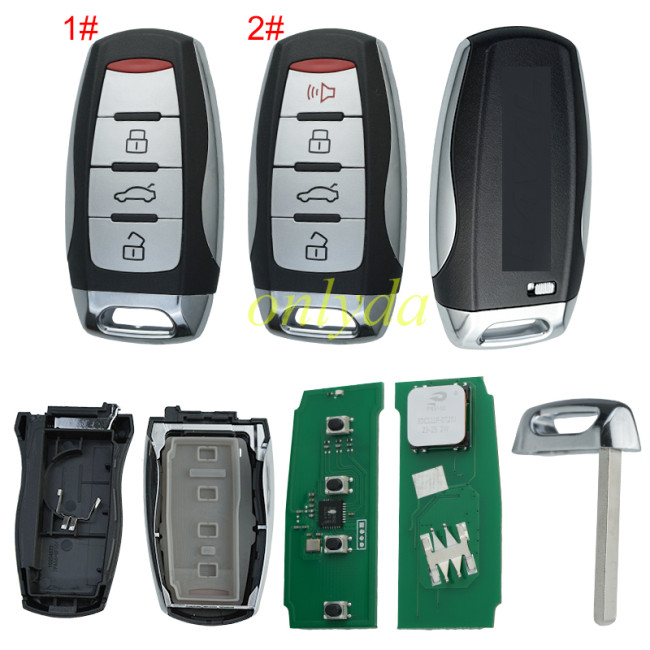 Proximity Smart Key Greatwall 3+1 button ASK 434mhz AES 4A chip 3608700XSW04 A used for greatwall haval Jolion,DARGO Big Dog, H6