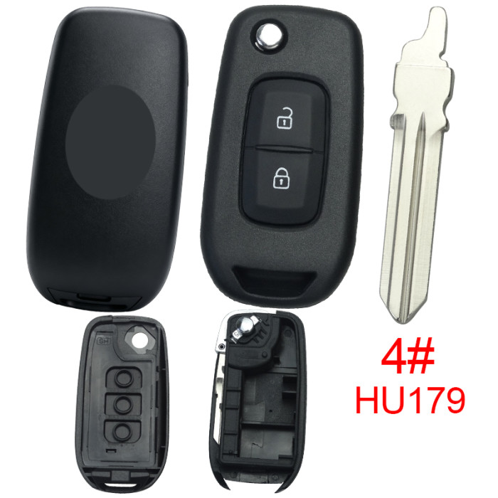 【new model, different internal 】For Renault filp remote key shell,  with new Renault badge, pls choose blade