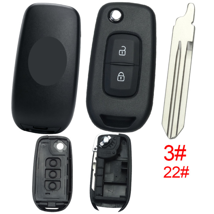 【new model, different internal 】For Renault filp remote key shell,  with new Renault badge, pls choose blade