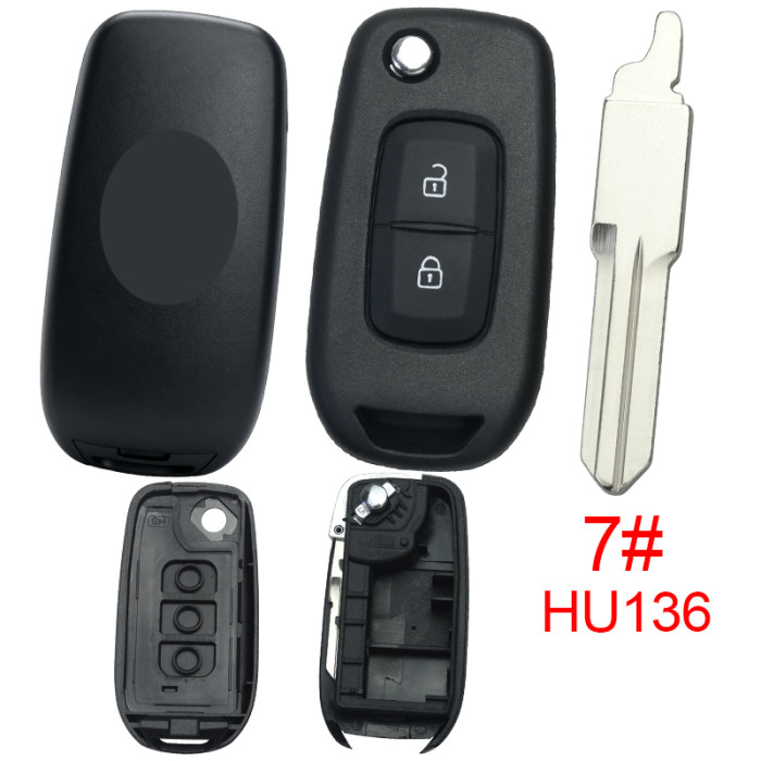 【new model, different internal 】For Renault filp remote key shell,  with new Renault badge, pls choose blade
