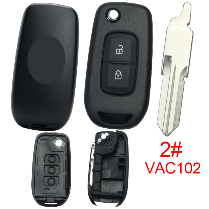 【new model, different internal 】For Renault filp remote key shell,  with new Renault badge, pls choose blade