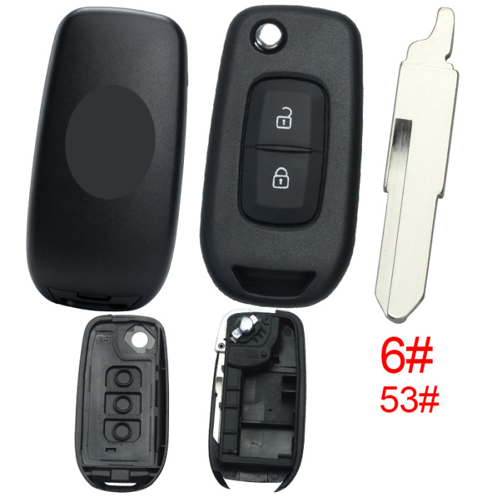 【new model, different internal 】For Renault filp remote key shell,  with new Renault badge, pls choose blade