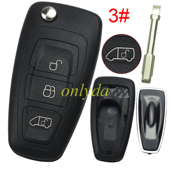 For Ford Mondeo flip  remote key blank （black)，pls choose button