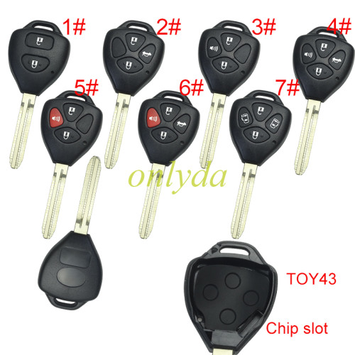 For Toyota  remote key shell with Toy43 blade with badge , pls choose button model