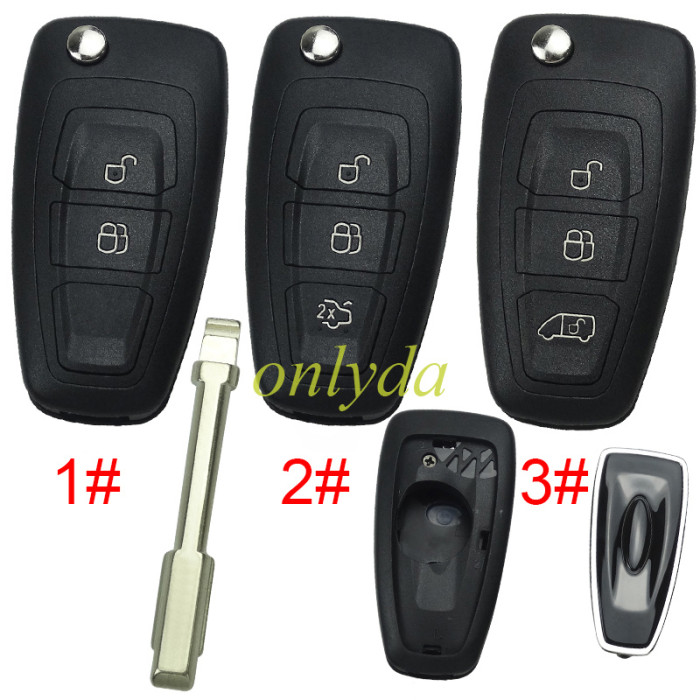 For Ford Mondeo flip  remote key blank （black)，pls choose button
