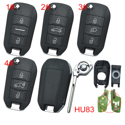 For Peugeot remote key shell with badge, blade HU83. Pls choose the button type