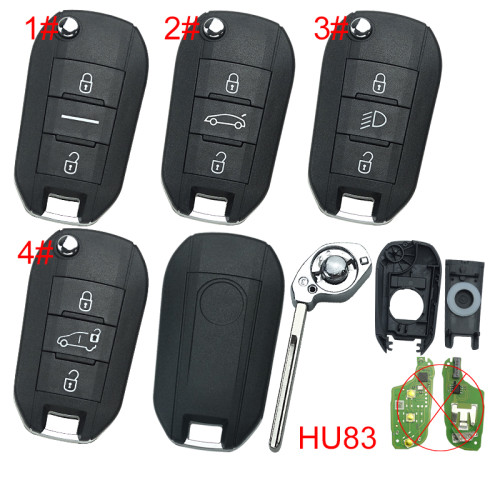 For Fiat 3 button remote key shell with round badge, blade is HU83, pls choose button model