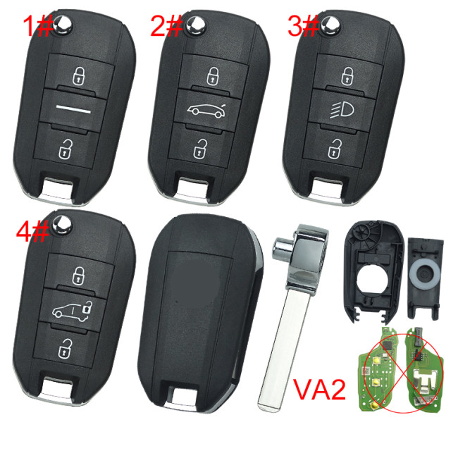 For Peugeot remote key shell with badge, blade VA2. Pls choose the button type