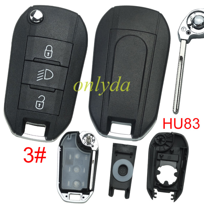 free shipping and no tax from HK warehouse 10pcs/lot For  European Style  Peugeot  remote key shell without badge , blade is HU83, pls choose button