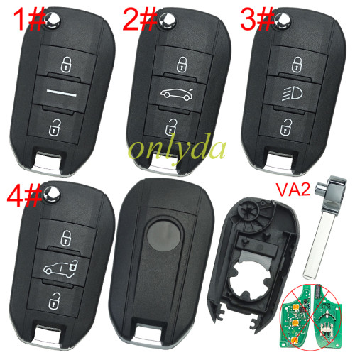 European Style For Opel remote key shell with round Badge with VA2 blade , pls choose button